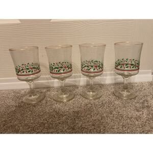 Vtg Arby's 1985 Holly & Berry Christmas Goblet Set (4)